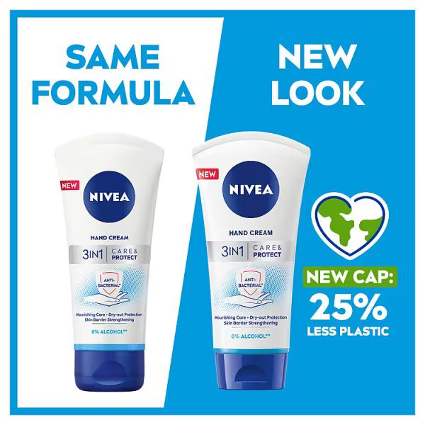 NIVEA Care &amp; Protect 3 in 1 Anti-Bacterial Hand Cream 75ml