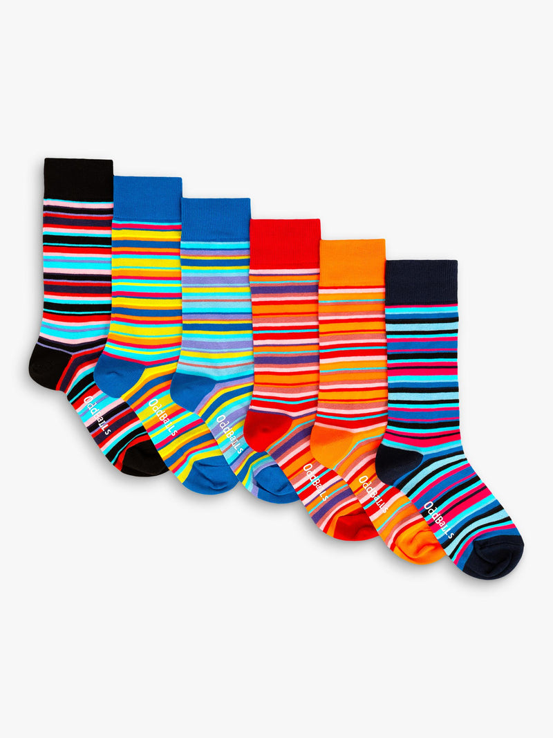OddBalls lines socks pack of 6, imported from the UK