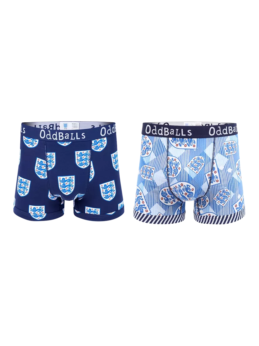 OddBalls patterned England football boxer shorts, pack of 2, imported from the UK