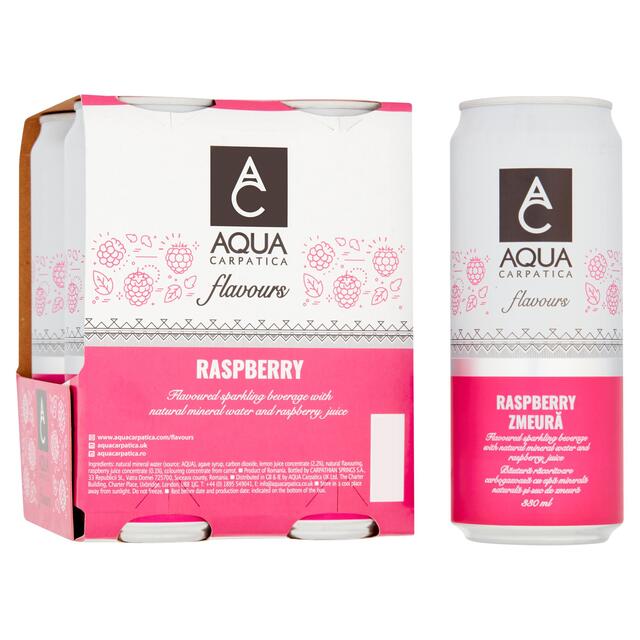 AQUA Carpatica Sparkling Flavours Raspberry   4 x 330ml - McGrocer