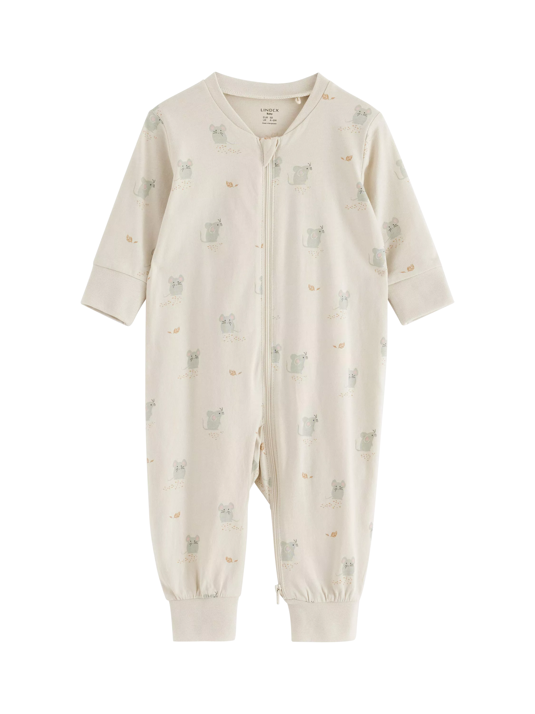 Lindex Baby Mouse Sleepsuit, Light Beige - McGrocer