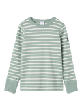 Polarn O. Pyret Kids' Organic Cotton Stripe Long Sleeve Top, Green - McGrocer