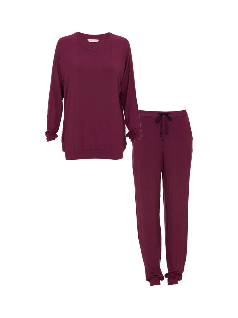 Cyberjammies jersey pyjama set ox blood - British product