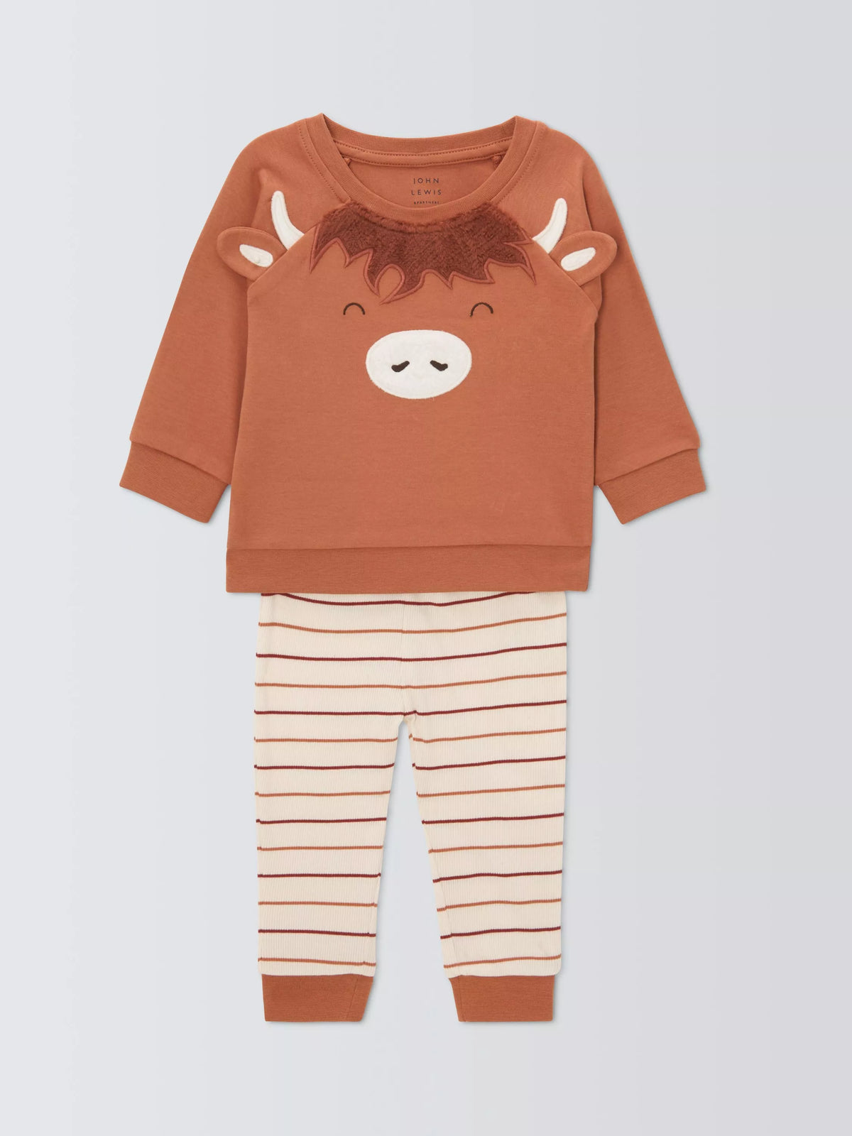 John Lewis Baby Novelty Cow Pyjamas Natural, UK version