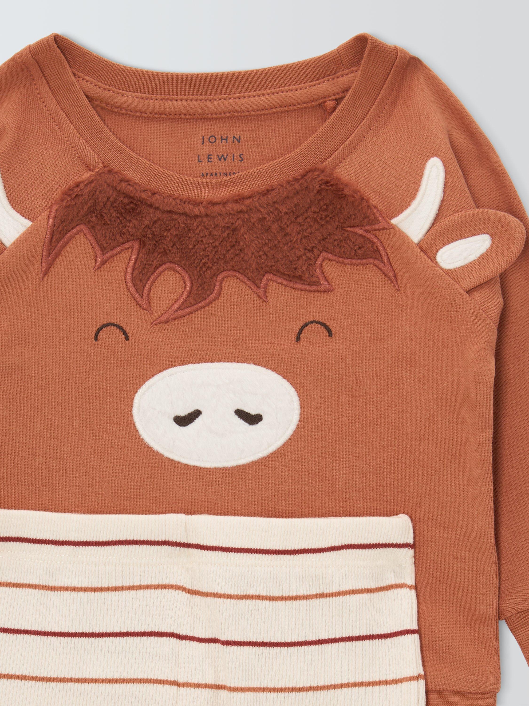 John Lewis Baby Novelty Cow Pyjamas Natural, UK version