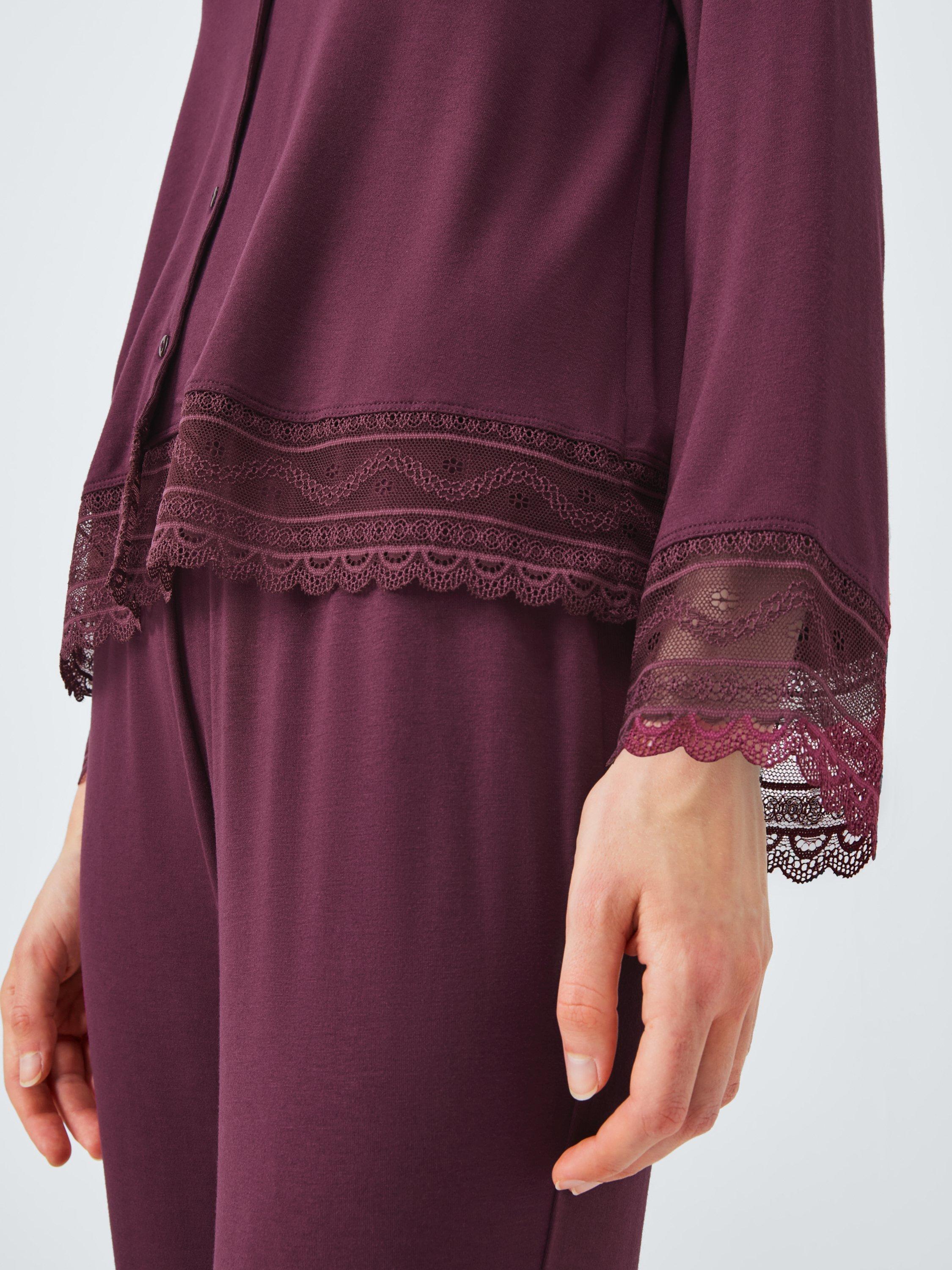 John Lewis Willow Lace Trim Pyjama Set Fig, imported from the UK