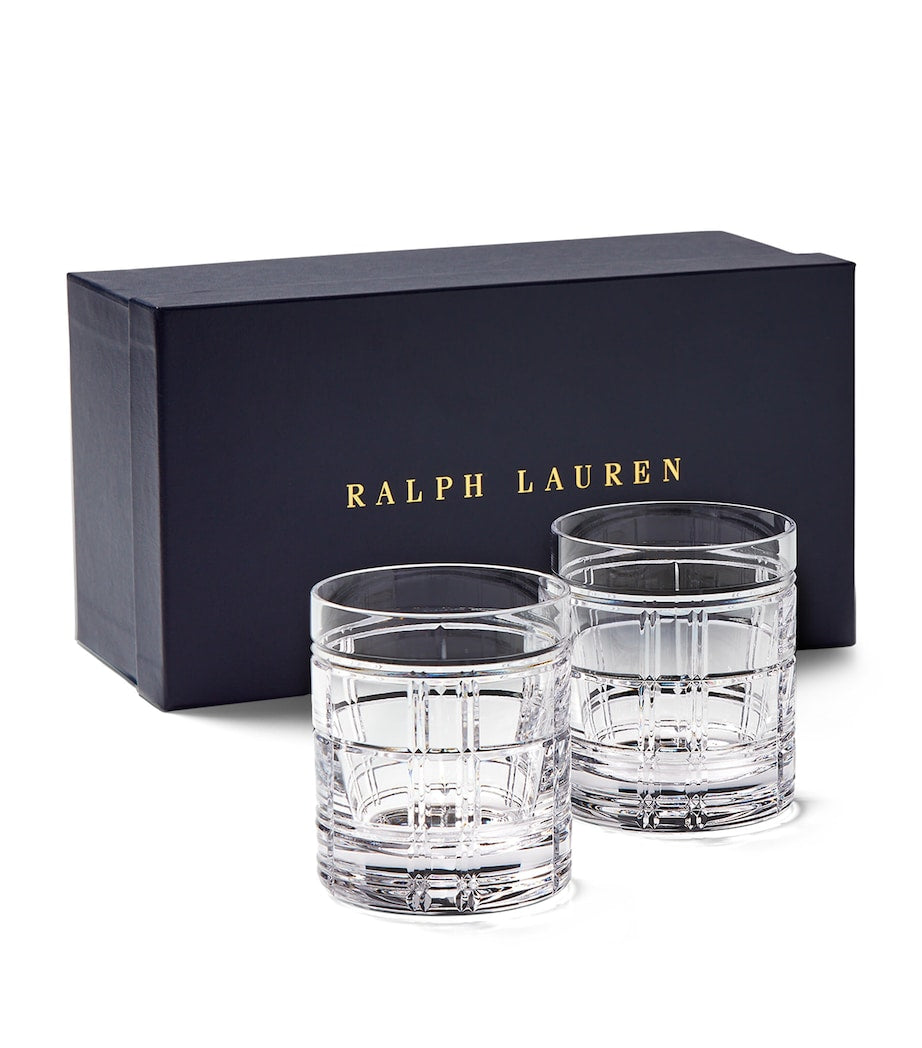 Ralph Lauren Hudson Plaid old-fashioned glasses set of two, imported from the UK