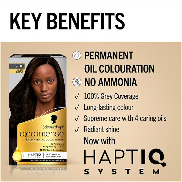 Schwarzkopf Oleo Intense Black Brown Permanent Hair Dye (British brand)