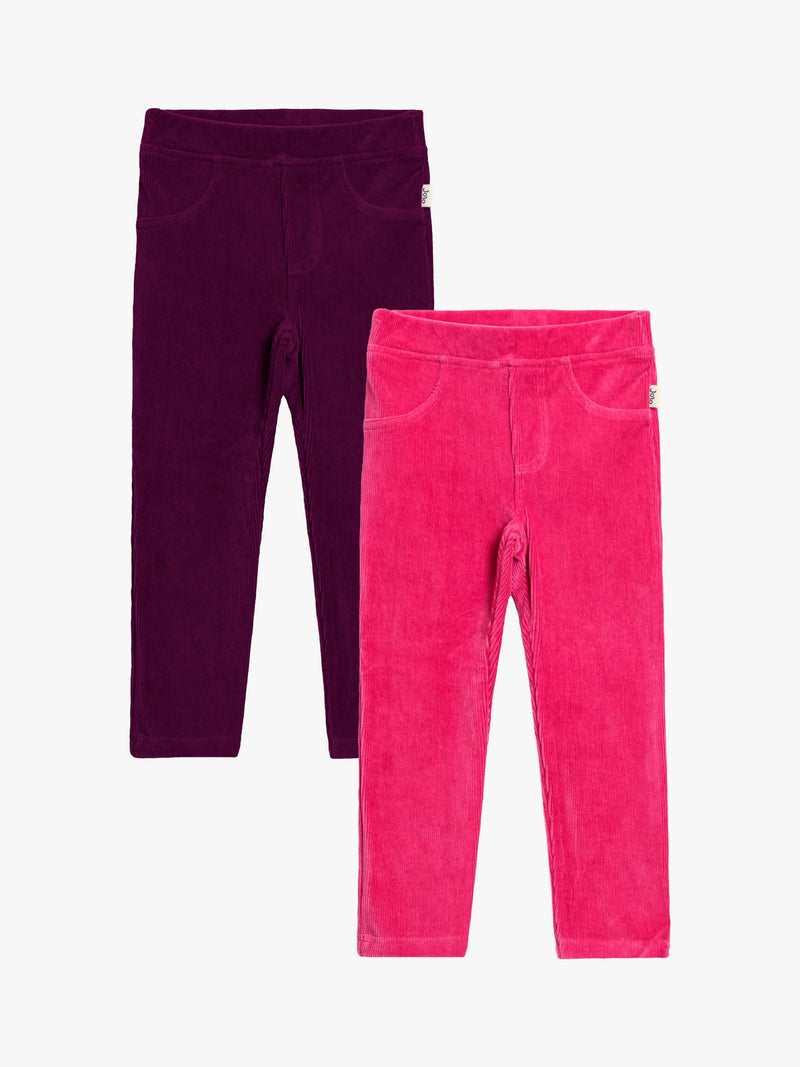Kids' Cotton Corduroy Jeggings Pack of 2 in Fuchsia and Purple
