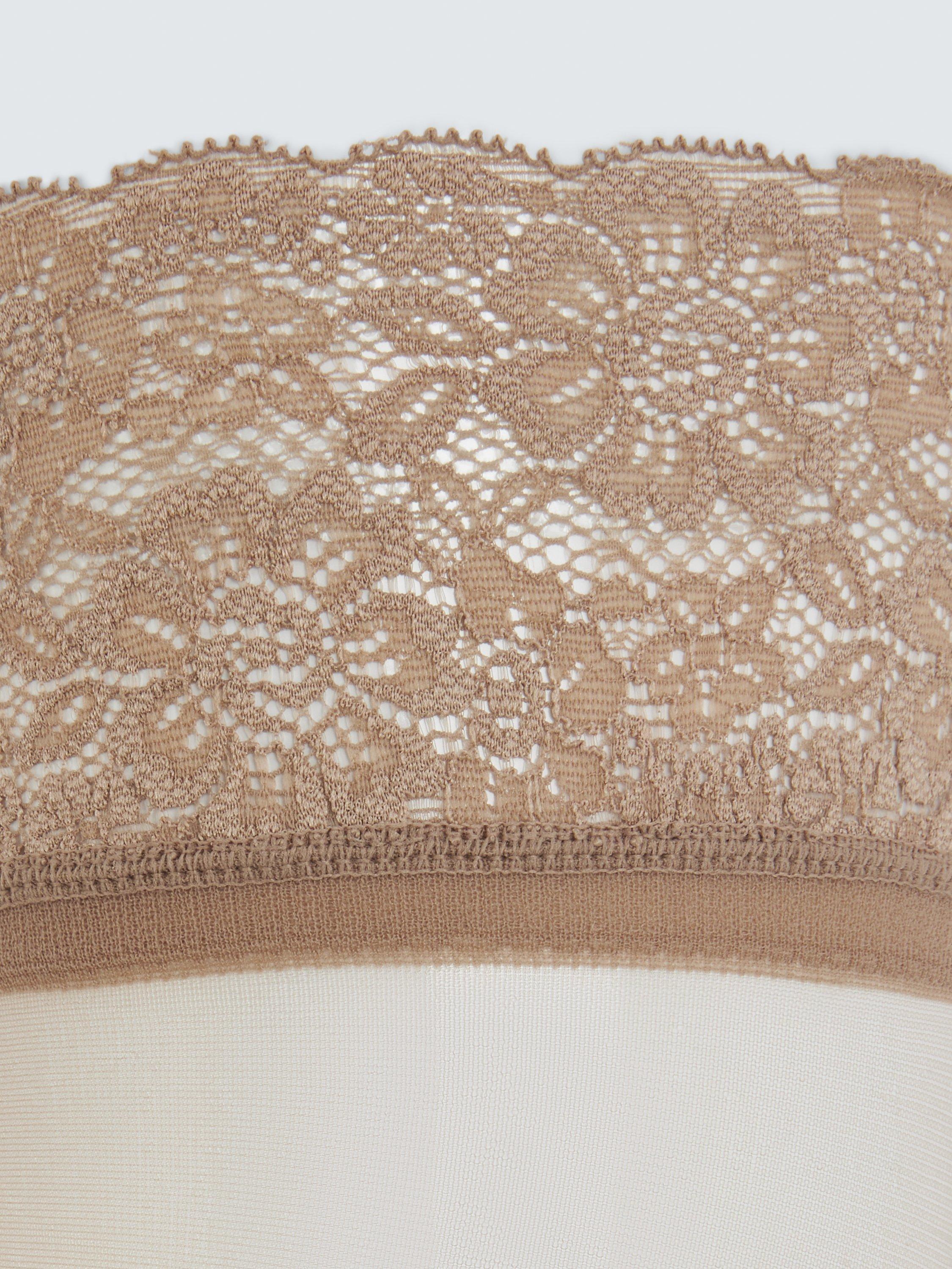 John Lewis 15 denier lace hold-ups in almond, pack of two, UK version