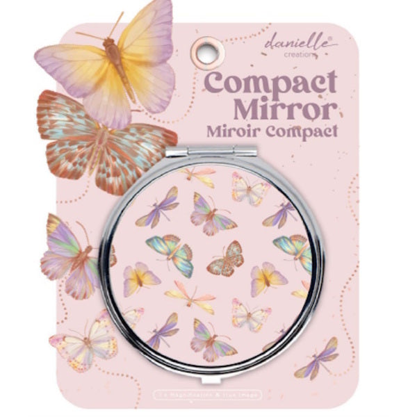Danielle Creations compact mirror pink butterfly - British product