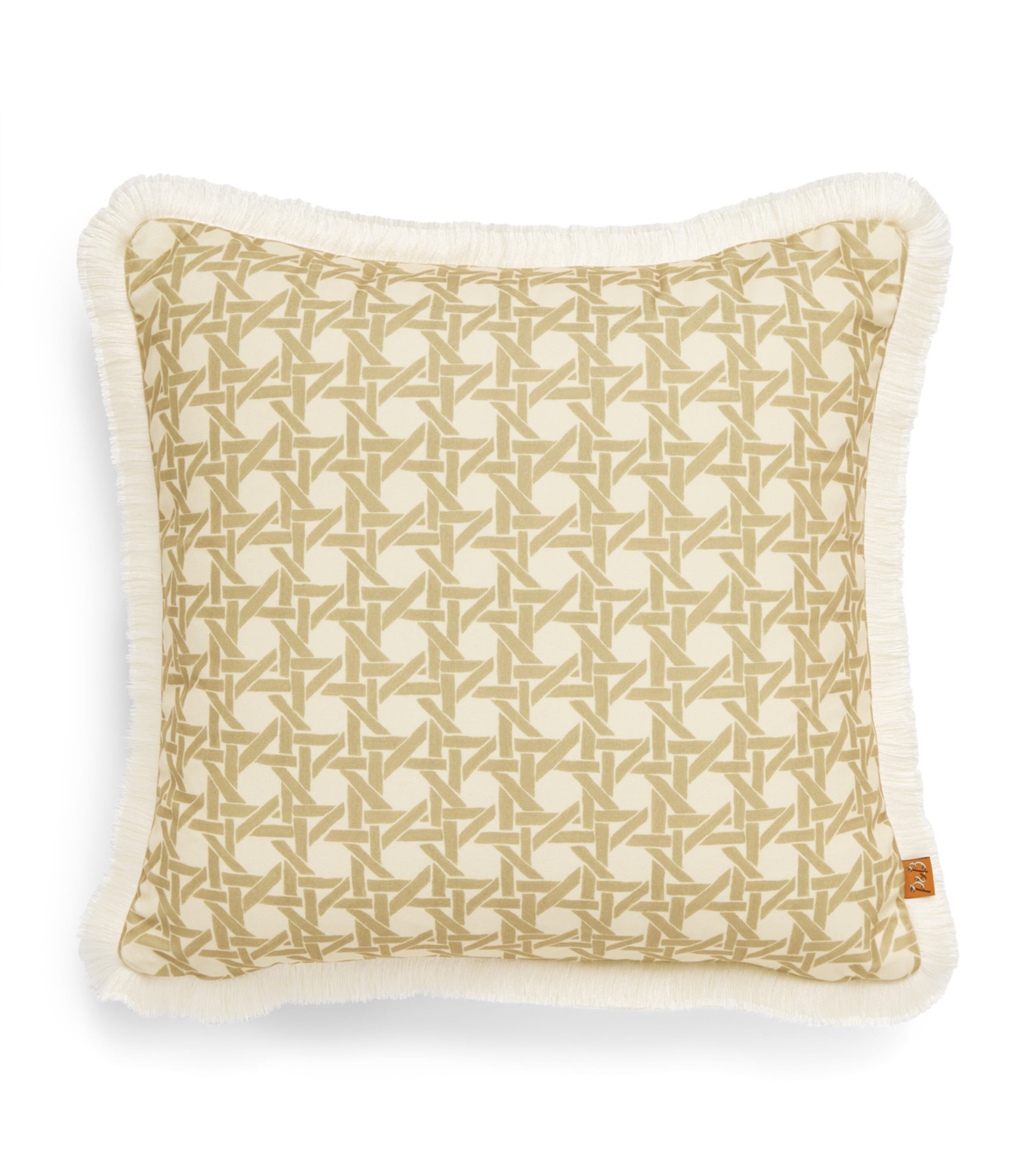 Poodle & Blonde fringed rattan cushion 50cm x 50cm, imported from the UK