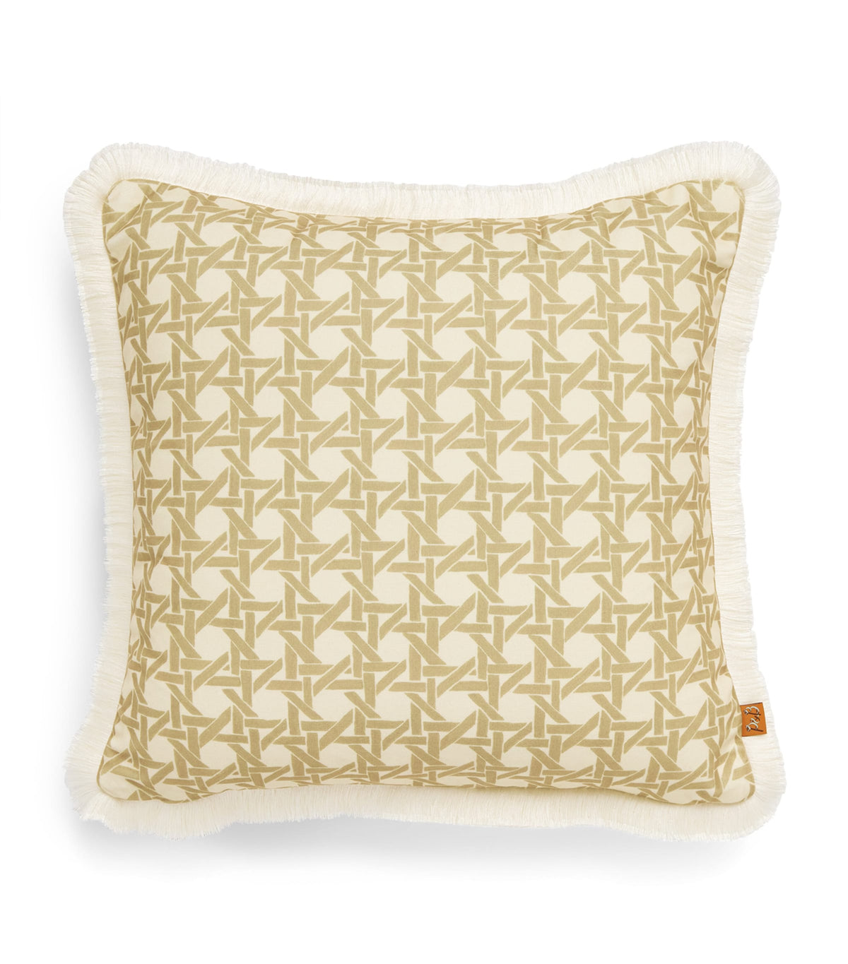 Poodle & Blonde fringed rattan cushion 50cm x 50cm, imported from the UK