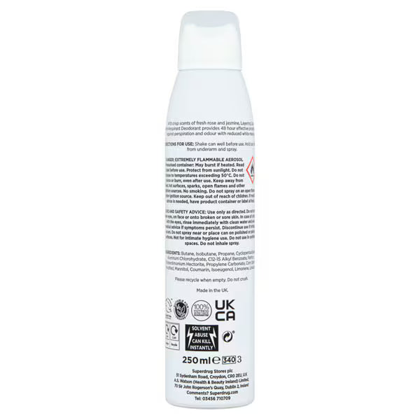 Superdrug Blossom Deodorant Spray 250ml (British brand)