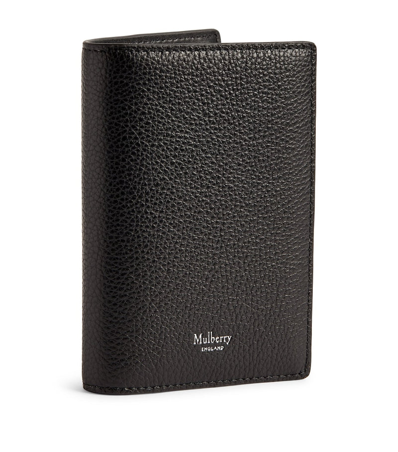 Mulberry grained leather passport holder with slimline design, imported from the UK