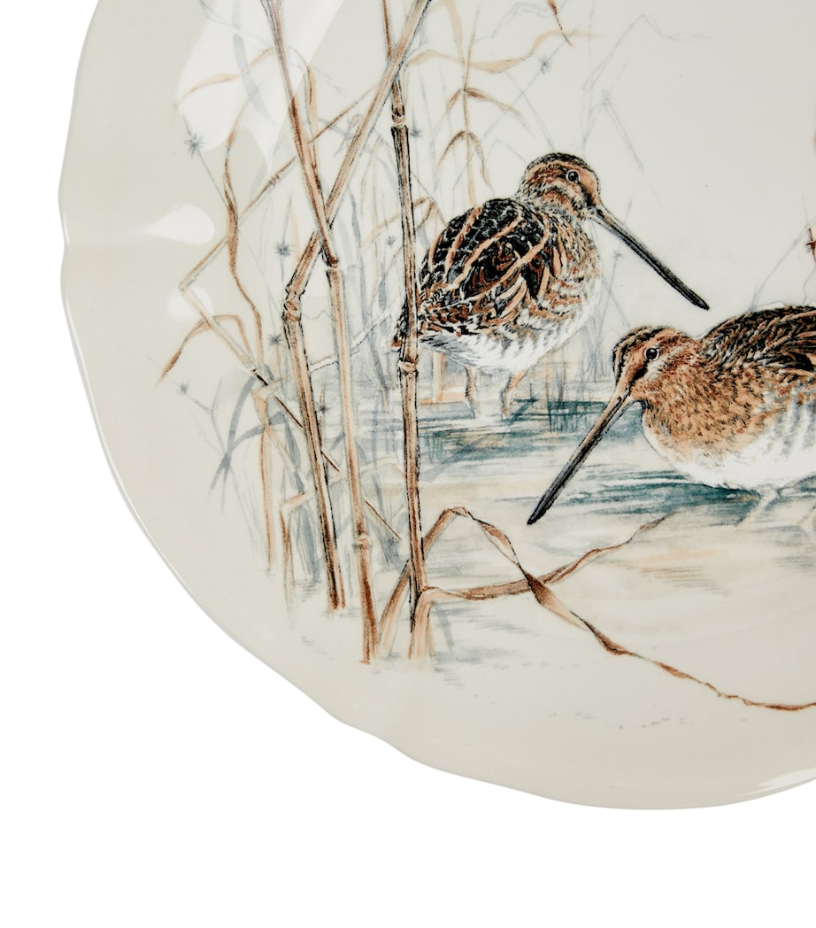 Traditional Faïence-Style Dessert Plate with Scalloped Edge and Bird Motif