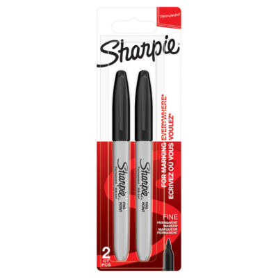 Sharpie black permanent markers 2-pack (British brand)