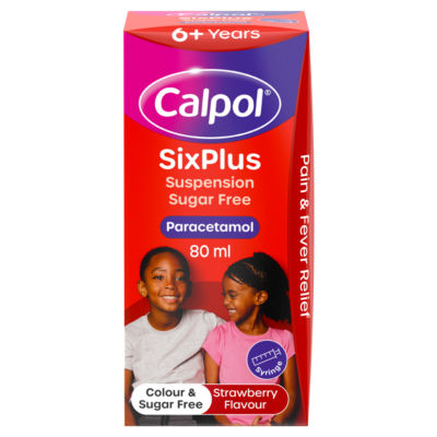 Calpol strawberry flavour paracetamol suspension 80ml - British product