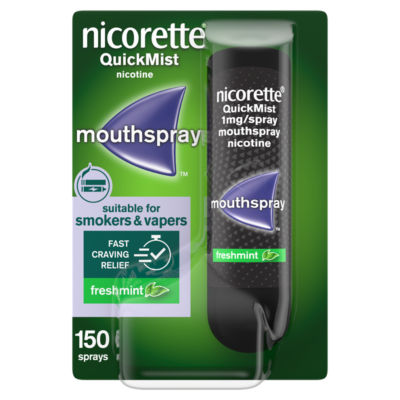 Nicorette QuickMist mouth spray in fresh mint flavour, 13.2ml, imported from the UK