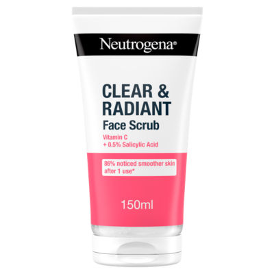 Neutrogena Clear and Radiant Face Scrub with pink grapefruit and vitamin C 150ml, imported from the UK