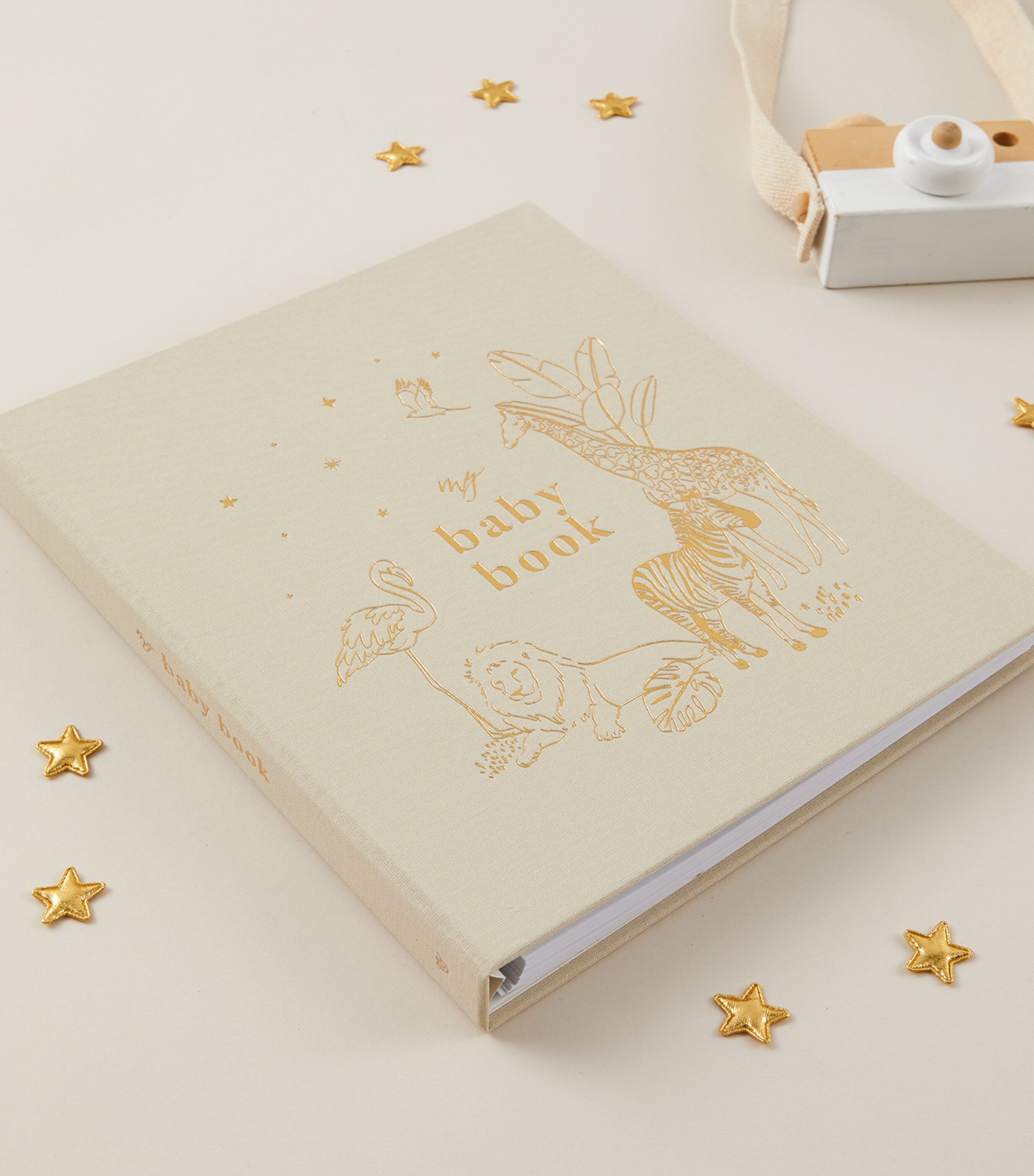 Blush and Gold safari baby memory book - British product