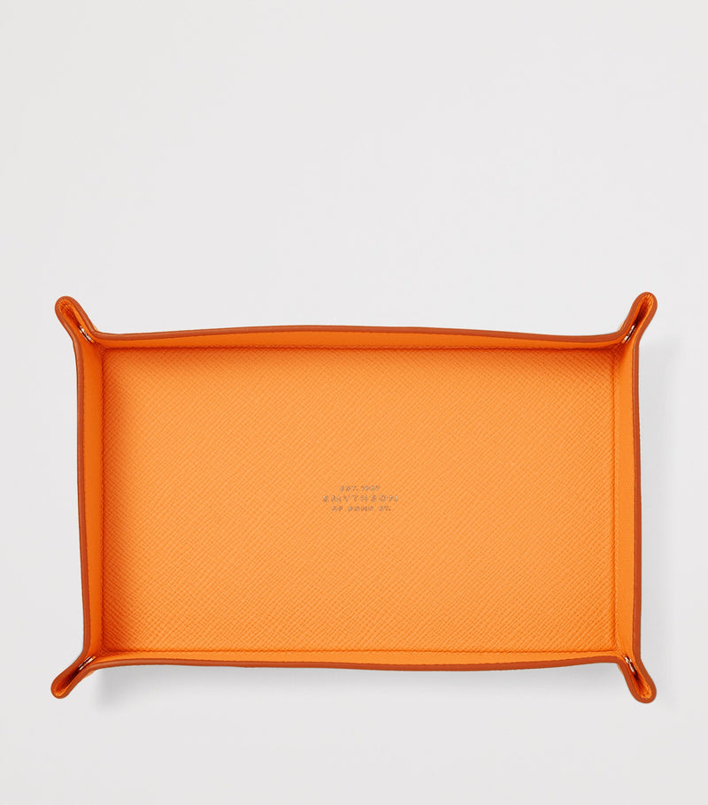 Smythson small leather panama rectangular trinket tray (British brand)