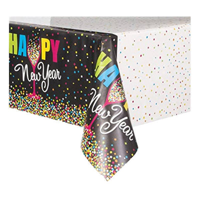 Plastic New Year Tablecloth Confetti Design 84 x 54 in