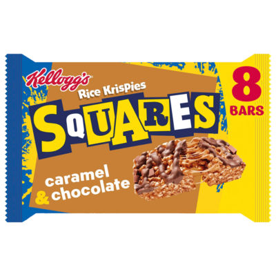 Kellogg's Rice Krispies Squares Caramel & Chocolate snack bars 8x36g, UK version