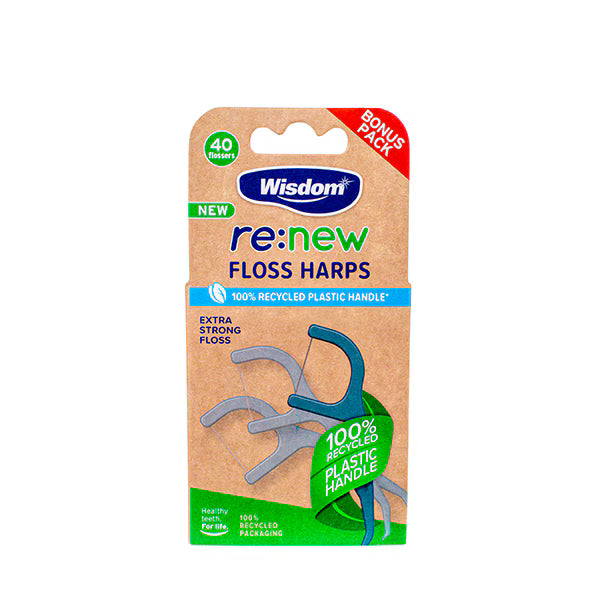 Wisdom re:new Floss Harps 40 Pack (British brand)