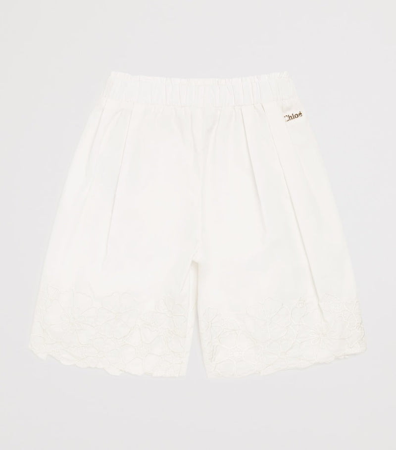 Chloé kids cotton embroidered wide-leg trousers 6-36 months - British product