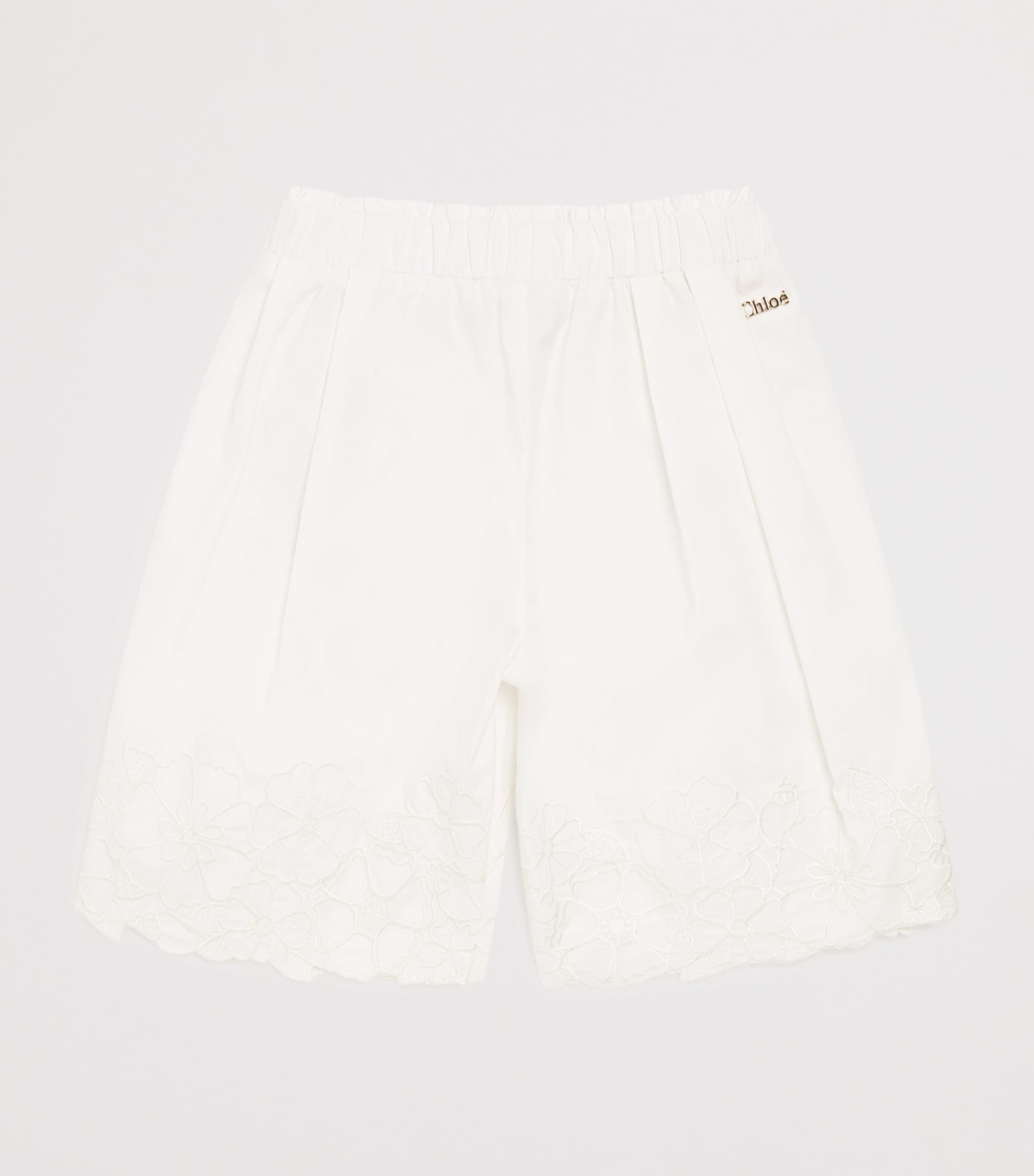 Chloé kids cotton embroidered wide-leg trousers 6-36 months - British product
