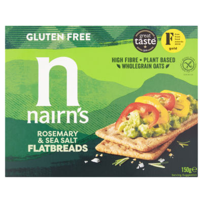 Nairn's flatbreads rosemary sea salt 150g, imported from the UK