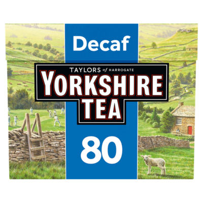 Yorkshire Tea decaffeinated black tea bags 80 pack 250g (British brand)