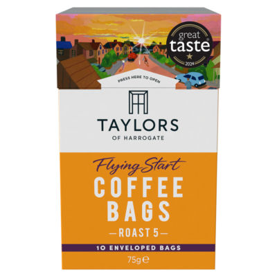 Taylors of Harrogate Flying Start Enveloped ground coffee bags 75g (British brand)