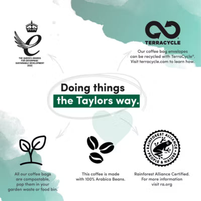 Taylors of Harrogate Flying Start Enveloped ground coffee bags 75g (British brand)