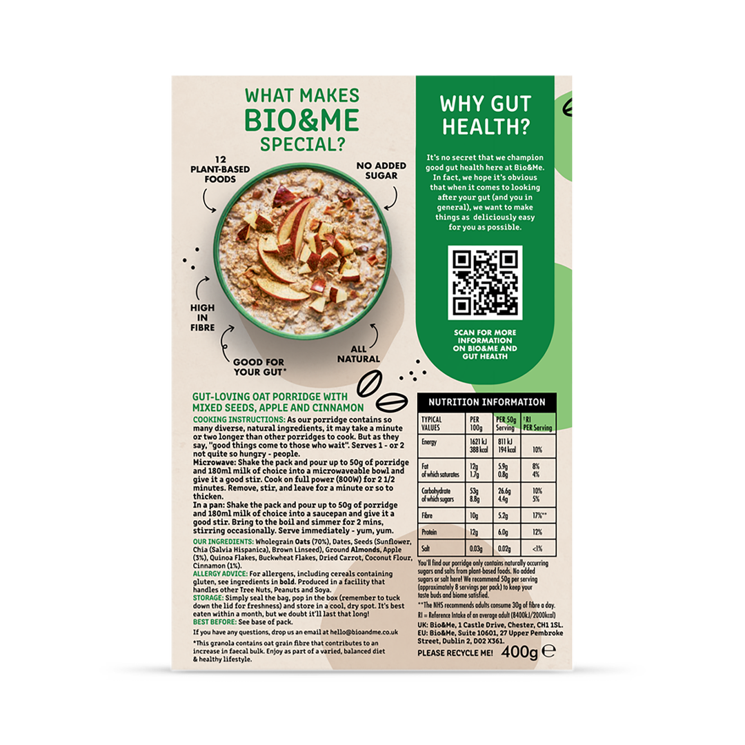 Bio  Me Oats  Plenty Apple  Cinnamon Gut-Loving Porridge 400g
