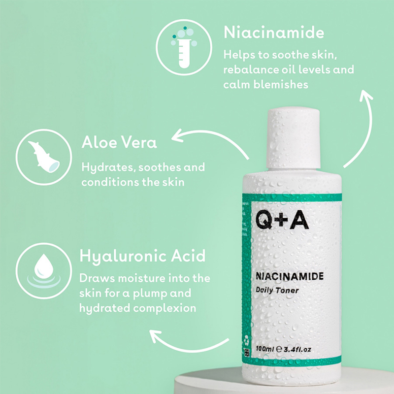 Q+A Niacinamide Daily Toner 100ml, imported from the UK