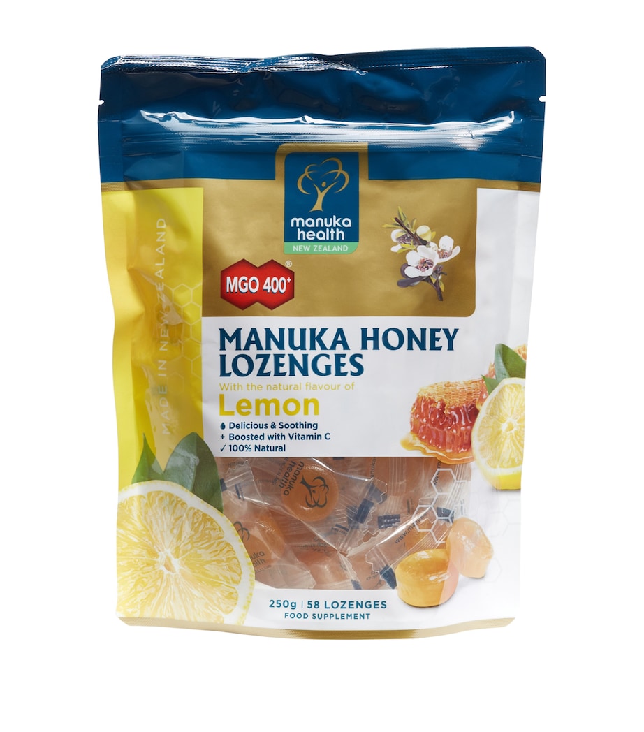 Manuka Health lemon lozenges pack of 58, imported from the UK