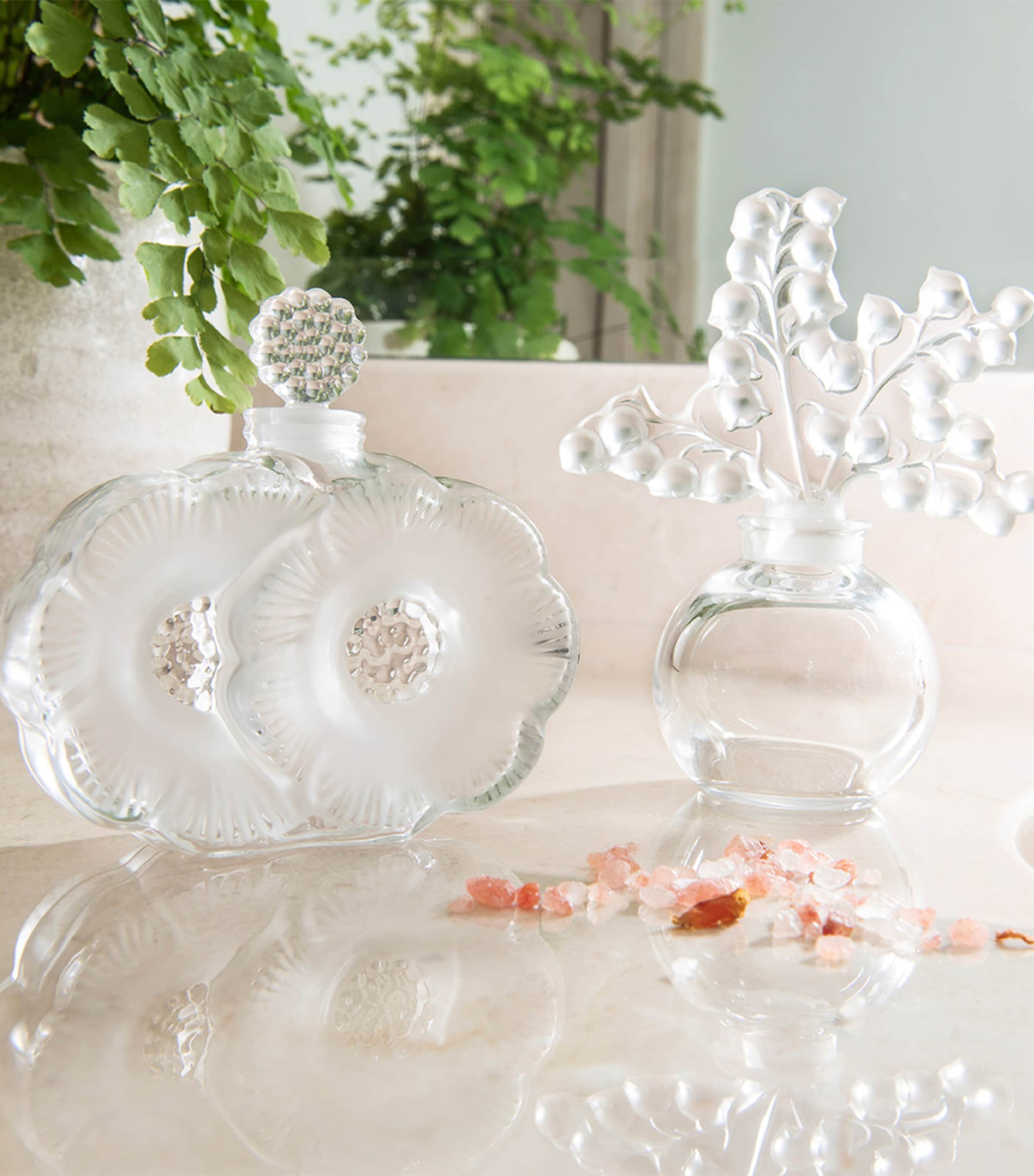 Lalique Crystal Deux Fleurs perfume bottle 50ml, UK version