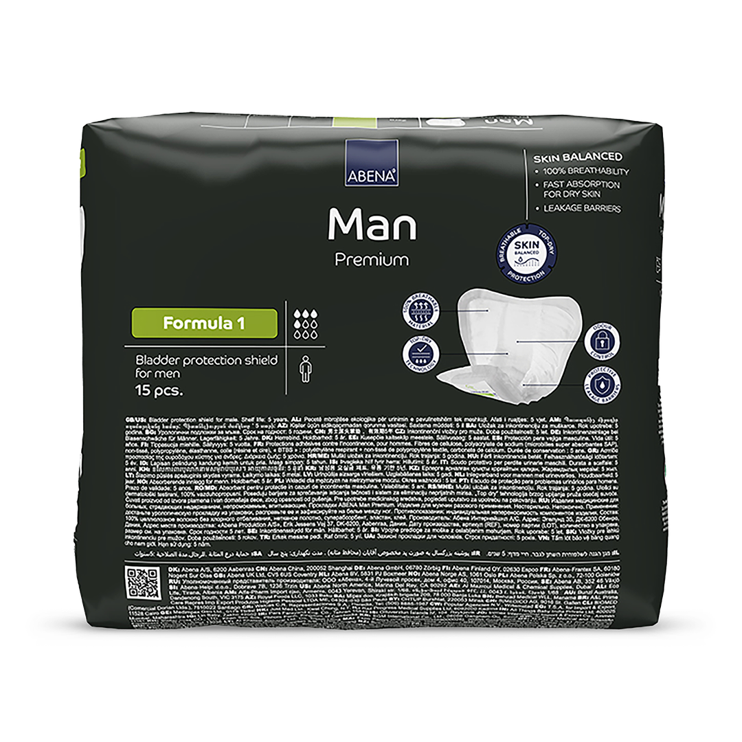 Abena Man Formula 1 Premium 450ml Absorbency 15 Incontinence Pads