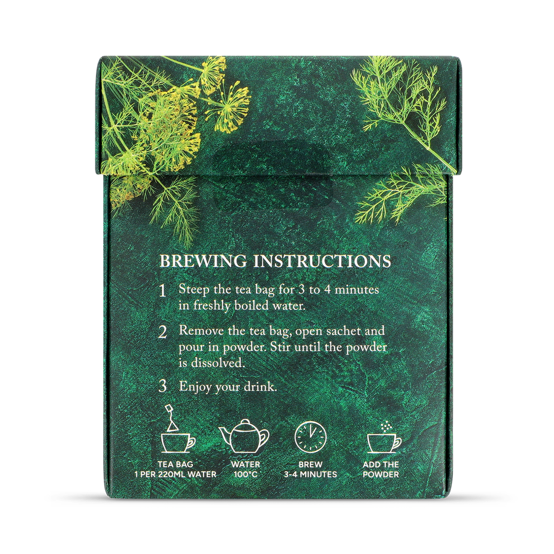 Herbal Tea with Moringa, Peppermint, and Fennel - 10 Tea Bags with Probiotics and Vitamin B12