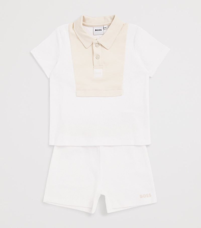 BOSS Kidswear cotton polo and shorts set for infants 1-18 months - British product