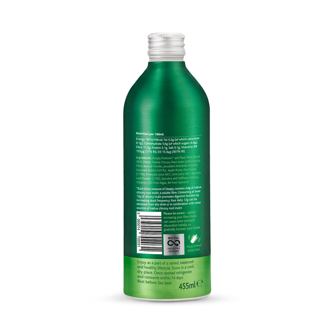 Deeply Gut Health Food With Prebiotic Plant Fibre Spinach Kiwi With Seaweed Multipack 4 x 455ml
