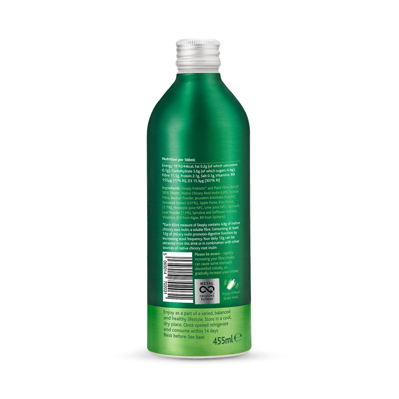 Deeply Gut Health Food With Prebiotic Plant Fibre Spinach Kiwi With Seaweed Multipack 4 x 455ml