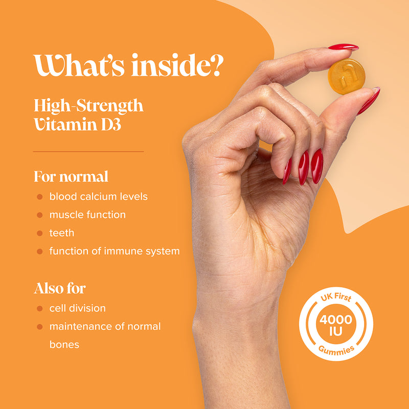 Novomins Vitamin D3 4000IU Mango Gummies 60, imported from the UK
