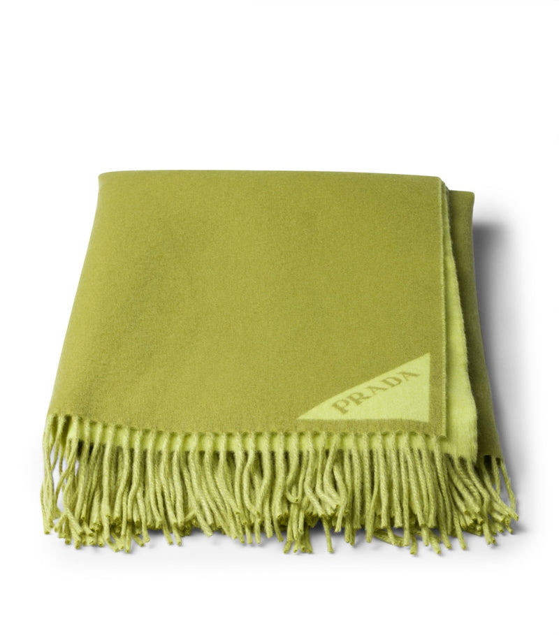 Prada wool-cashmere jacquard logo throw, imported from the UK