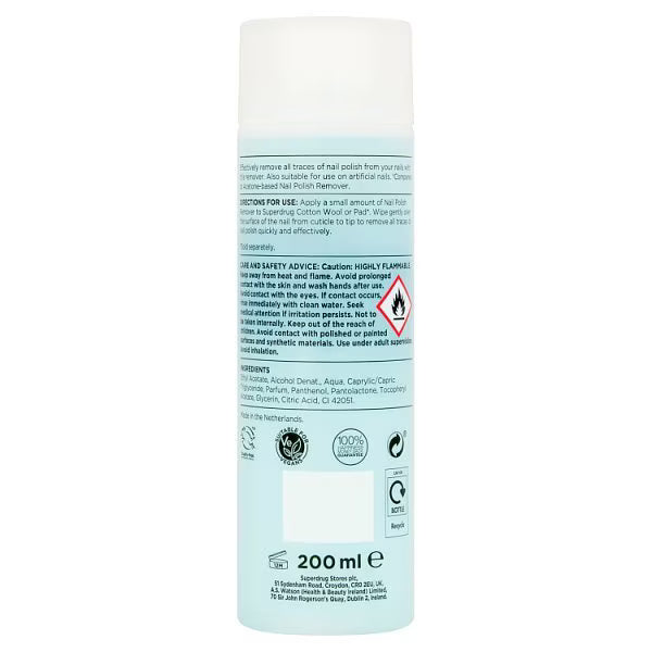 Superdrug Nail Polish Remover Acetone Free 200ml (British brand)