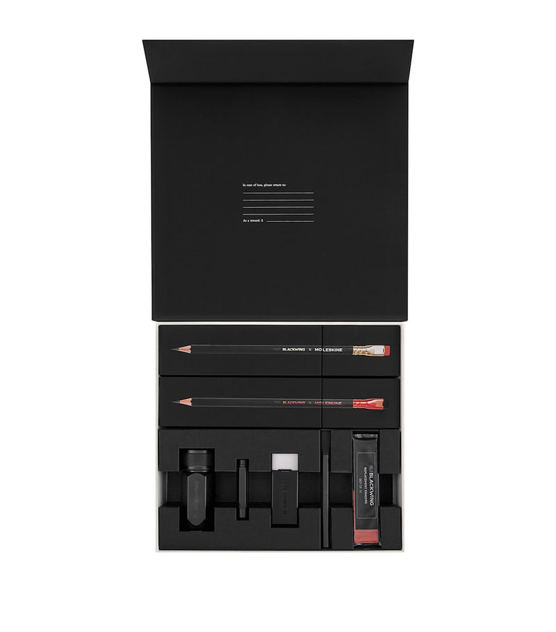 Moleskine and Blackwing graphite pencil set with 24 pencils and accessories, imported from the UK