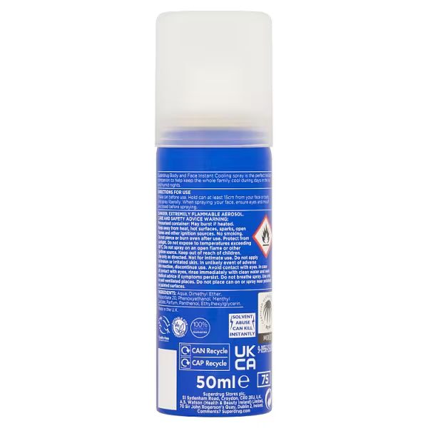 Superdrug face and body cooling spray 50ml (British brand)