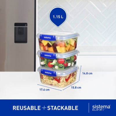Sistema KLIP IT PLUS matoppbevaringsbeholdere 3-pakning 1,15 L